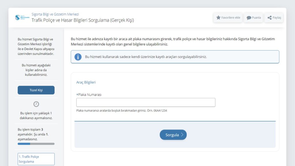Plaka ile sigorta sorgulama