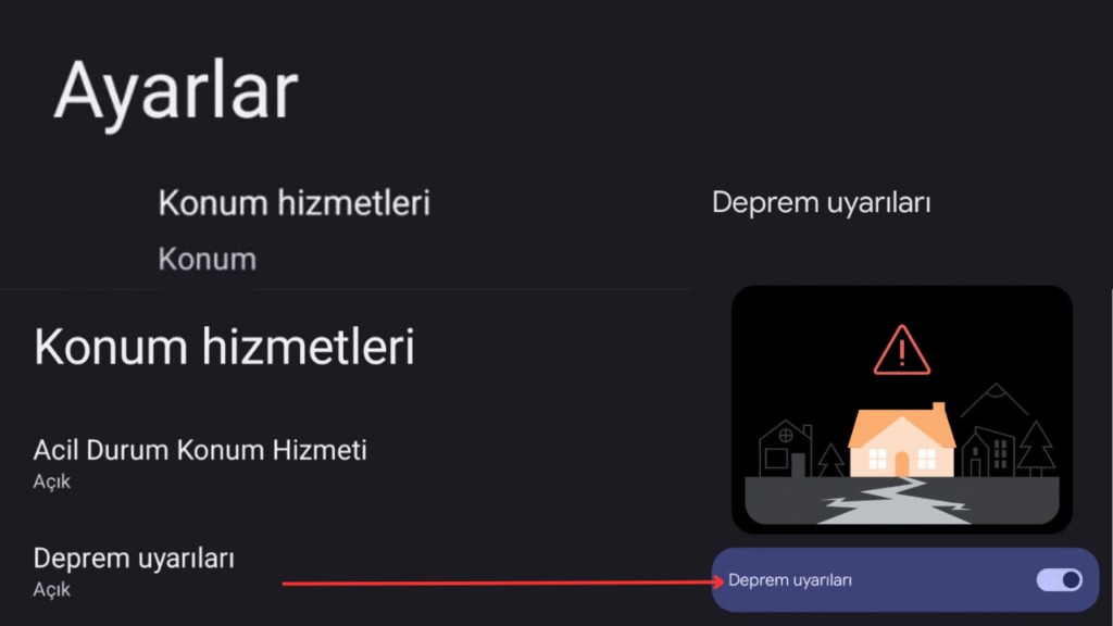 Google Deprem Uyarısı Açma