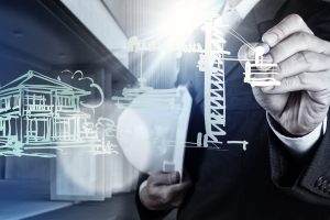 engineer drawing construction diagram as concept